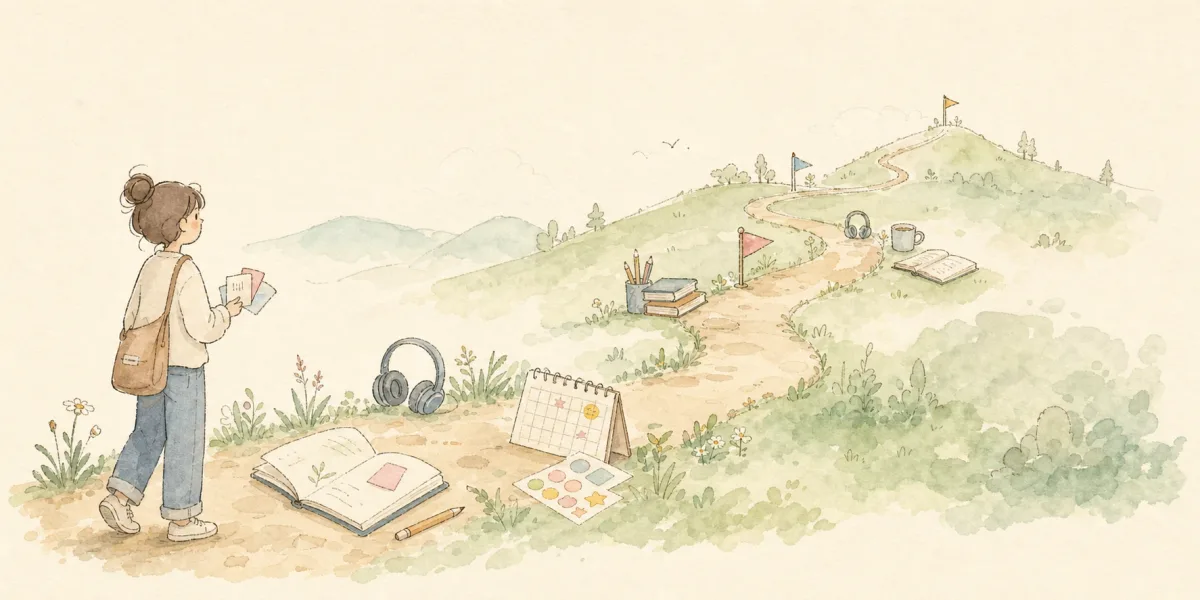 英语学习小路插画